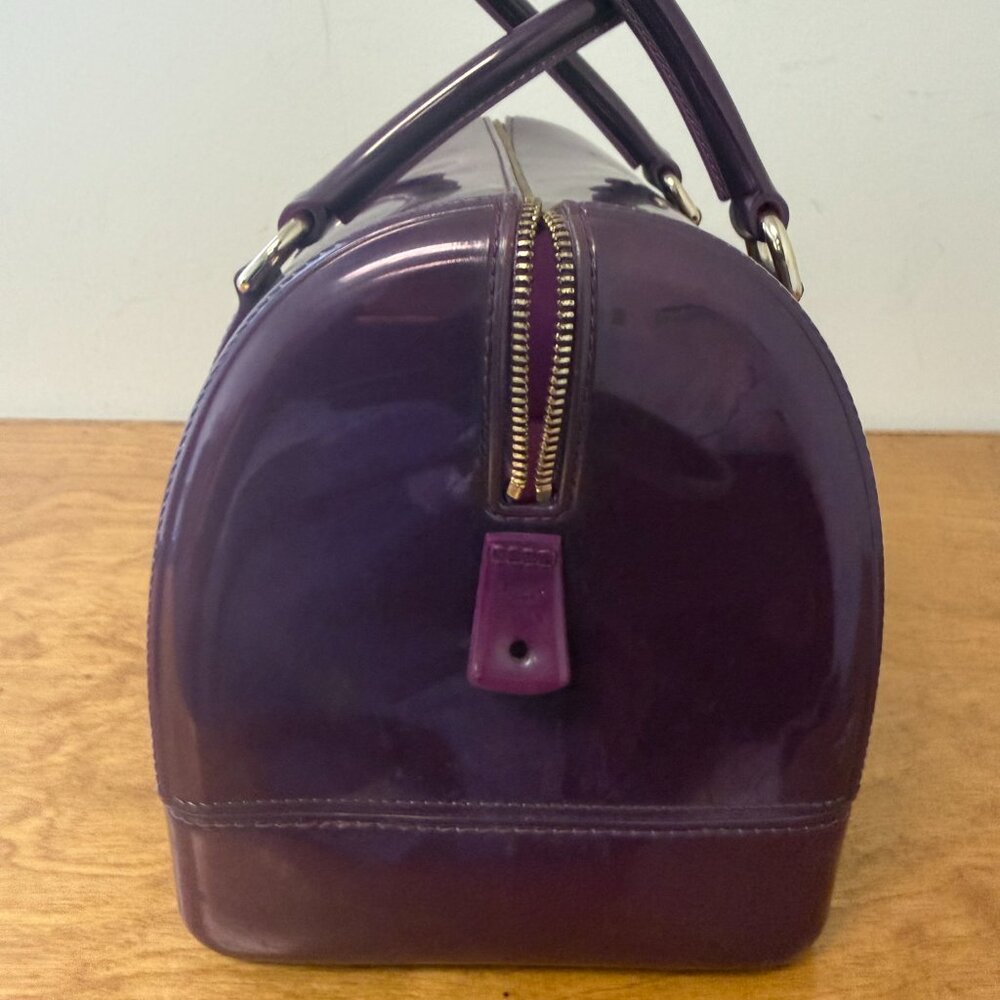 Furla Purple Jelly Satchel Handbag PVC Glossy Top Handle Designer Purse - Picture 4 of 6